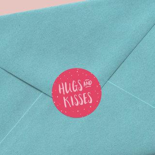 Pink Hugs and Kisses | Hearts | Valentine's Day Classic Round Sticker