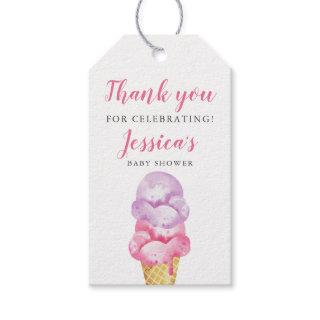 Pink Ice Cream Baby Shower Gift Tags