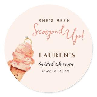 Pink Ice cream Scooped up Bridal Shower  Classic Round Sticker