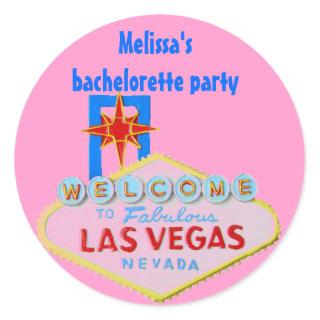 Pink Las Vegas Bachelorette Classic Round Sticker