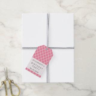 Pink Latticework, Moroccan Trellis, Birthday Gift Tags