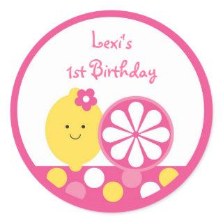Pink Lemonade 1st Birthday Classic Round Sticker