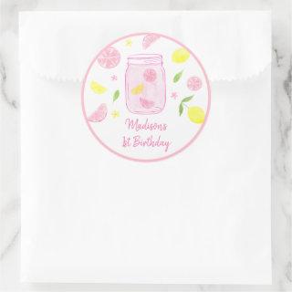 Pink Lemonade Lemon Birthday Classic Round Sticker