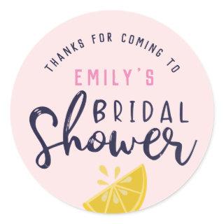 Pink Lemonade Lemon Bridal Shower Classic Round Sticker