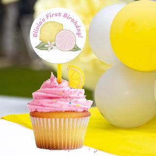 Pink Lemonade Lemon Theme Birthday Party  Classic Round Sticker