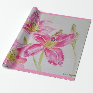 Pink Lily Lillies Flower Floral Watercolor