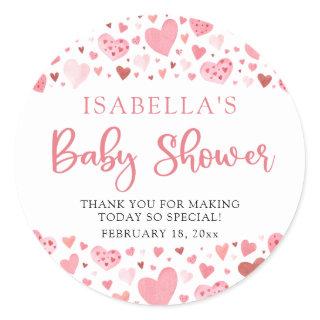 Pink Little Sweetheart Valentine's Day Baby Shower Classic Round Sticker
