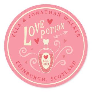 Pink Love Potion Wedding Favor Sticker
