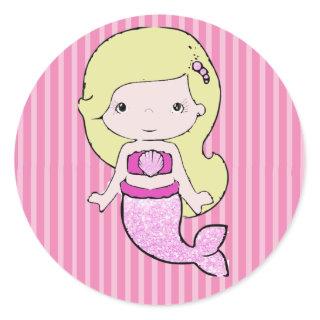 Pink Mermaid with Blonde Hair Stickers