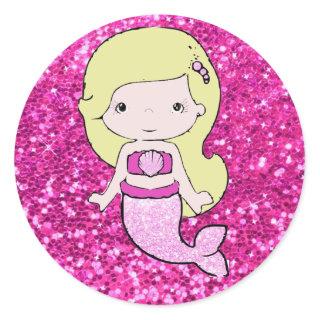 Pink Mermaid with Blonde Hair Stickers