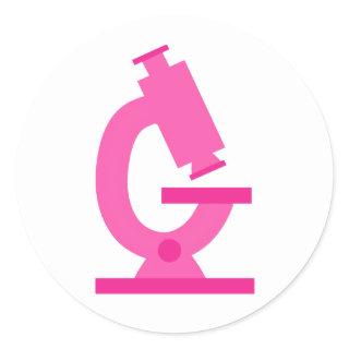 Pink Microscope Science Classic Round Sticker