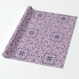 Pink & Midnight-Blue Moroccan Geometric Pattern