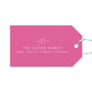 Pink Minimal Personalized A Gift From Family Name  Gift Tags