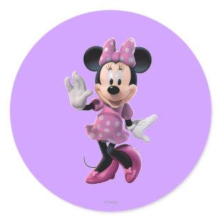 Pink Minnie | Cute Pose Classic Round Sticker