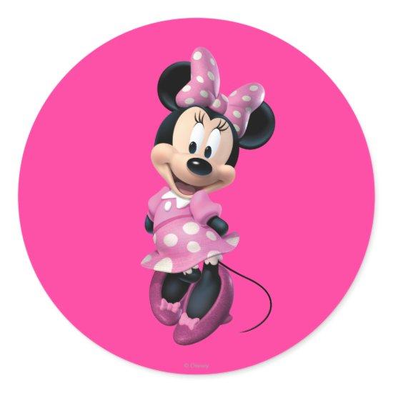 Pink Minnie | Hands Behind Back Classic Round Sticker