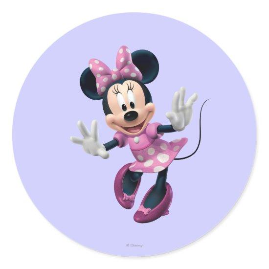 Pink Minnie | Hands Out Classic Round Sticker