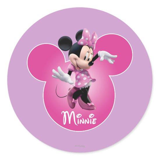 Pink Minnie | Mickey Head Icon Classic Round Sticker
