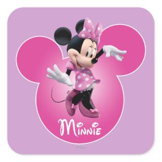 Pink Minnie | Mickey Head Icon Square Sticker