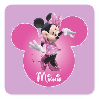 Pink Minnie | Mickey Head Icon Square Sticker