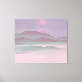 Pink Moon Over Water Canvas Print