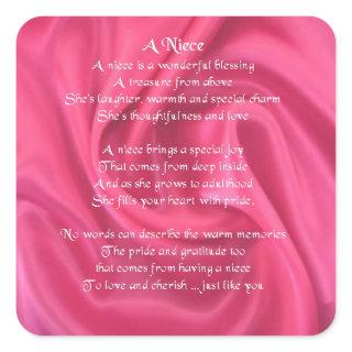 Pink - Niece Poem Square Sticker