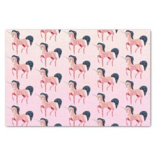 Pink Nordic Unicorn with Black Mane Pattern Tissue Paper