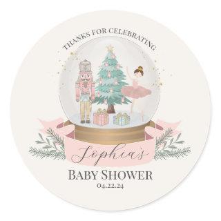 Pink Nutcracker Baby Shower Favors Classic Round Sticker