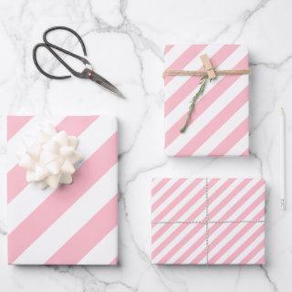 Pink on White Different Sizes Diagonal Stripes  Sheets
