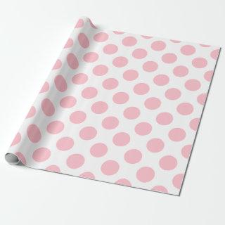 Pink on White Large Size Polka Dots