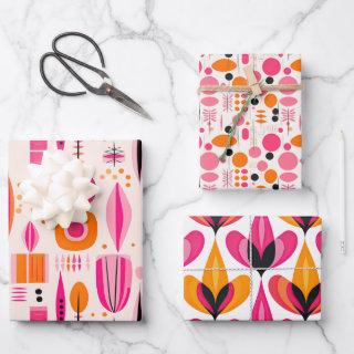 Pink & Orange Mid Century Abstract Pattern Holiday  Sheets