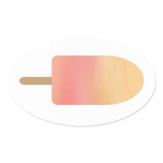 Pink Orange Popsicle Summer Frozen Treat Oval Sticker