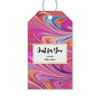 Pink Orange Swirls Abstract Design Just for You Gift Tags