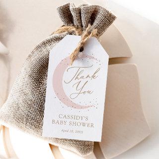 Pink Over the Moon Girl Baby Shower Gift Tags