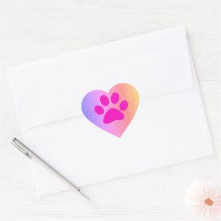 Pink Paw Prints Rose Gold Glitter Holiday Cute Heart Sticker