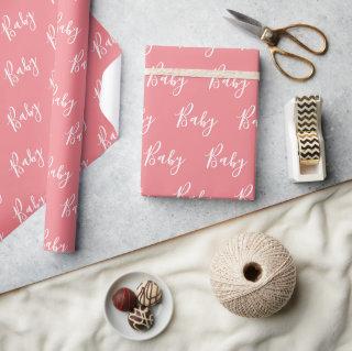 Pink Peach Baby Script Elegant Baby