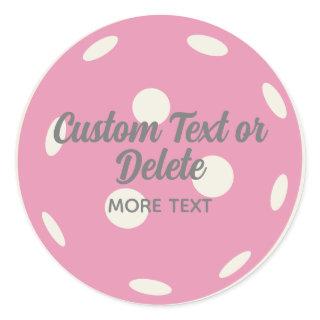 Pink Pickleball Personalized Text Classic Round Sticker