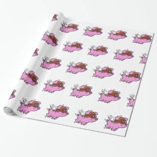 Pink pig flying cartoon | choose background color