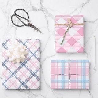 Pink Plaid  Flat Sheet Set of 3