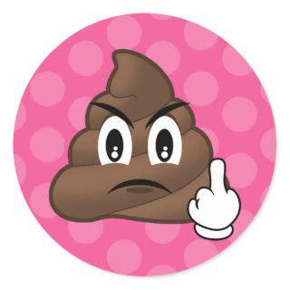 Pink Polkadots Middle Finger Poop Emoji Stickers