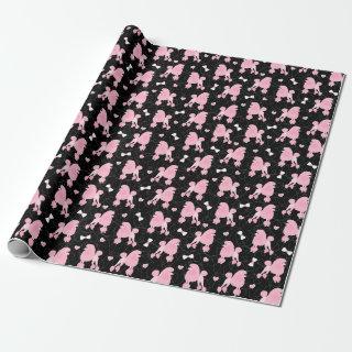 Pink Poodles and Bows Pattern Black