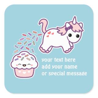 Pink Pooping Unicorn Square Sticker