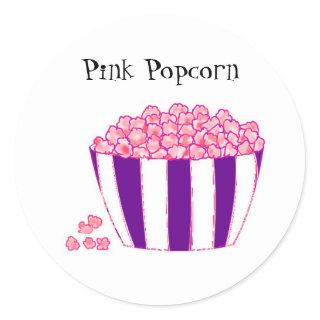 Pink Popcorn Classic Round Sticker
