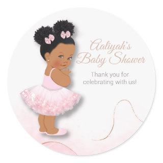 Pink princess ballerina baby shower cupcake topper classic round sticker