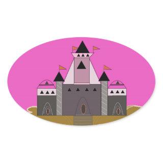Pink Princess Castle Oval Sticker
