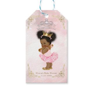 Pink Princess Vintage Black Baby Girl Shower Favor Gift Tags