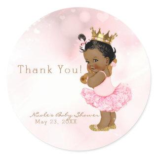 Pink Princess Vintage Dark Baby Girl Shower Favor Classic Round Sticker