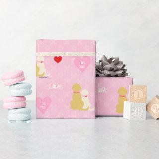 Pink Puppy Love Valentine’s Day Gift Wrap Roll