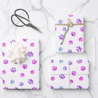 Pink Purple Blue Paw Prints Pattern  Sheets