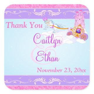 Pink, Purple Fairy Tale Wedding Favor Sticker 2
