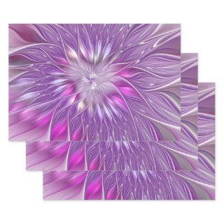 Pink Purple Flower Passion Abstract Fractal Art  Sheets